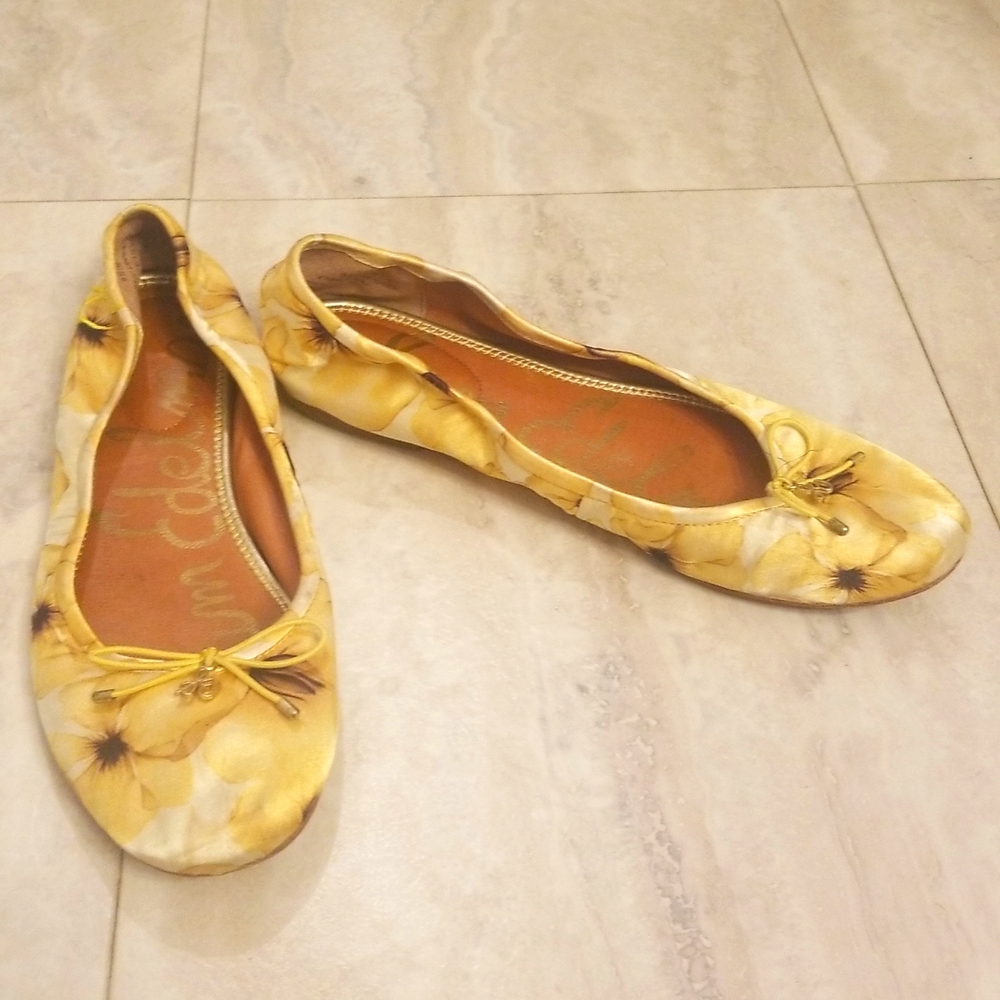 Sam Edelman Yellow Floral Ballet Flats